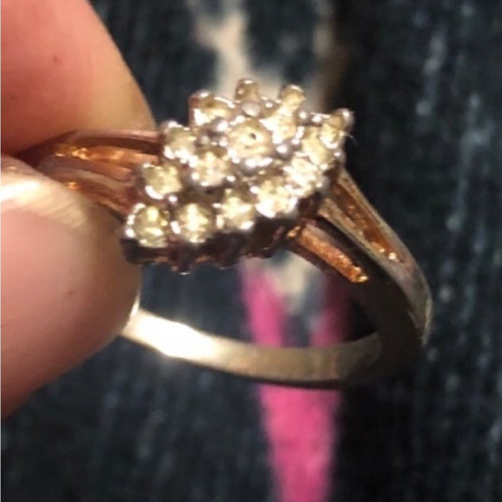 10k gold plated cluster ring vintage - Picture 3 of 5